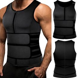 Men's Body Shapers Men's Fitness Corset Neoprene Slimming Zipper Sauna Suit Waist Training Vest Shaper With Two Belts Sweat