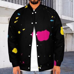 Мужские куртки 80 -х краски брызги бейсбольная куртка граффити красочный отпечаток холодные модные варентные варены