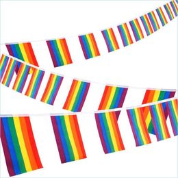 Party Decoration 30Ft Rainbow String Bunting Banner Gay Pride Flags Rec Colorf Stripes For Lgbt Festival Carnival Home Bars Drop Deli Dhzuw