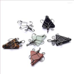 Pendant Necklaces 10 Pcs Trendy Silver Plated Wire Wrap Many Colours Geometric Shape Quartz Stone Simple Style Jewellery