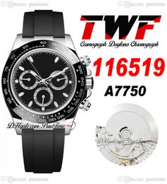 TWF V2 A7750 Automatic Chronograph Mens Watch Ceramic Bezel Black Silver Stick Dial Oysterflex Rubber Strap Same Serial Card Super Edition Watches Puretime C3