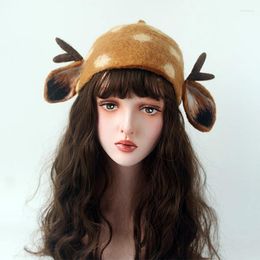 Berets Handmade Original Wet Felt Forest Elk Cap Elf Hat Artistic Temperament