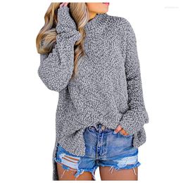 Women's Sweaters Women's Autumn Hoodie Fuzzy Knitted Sweater Sherpa Fleece Side Slit Full Sleeve Jumper Outwears Designer Coat Plus