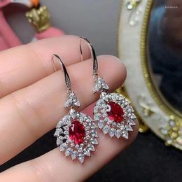 Brincos de garanhão jóias finas 925 prata esterlina birmânia rubi rubi grãos de orelhas adoráveis ​​damas testes de suporte