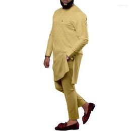 Men's Tracksuits Men's African Clothes For Men Bazin Riche Dashiki Shirts And Pants 2 Piece Suit Jacquard Tracksuit Traditional Wear