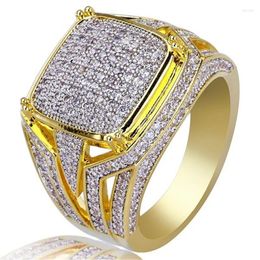 Cluster Rings Hiphop Male Ring White Gold Filled Pave Setting Cz Party Wedding Band For Men Luxury Rock Jewellery Gift