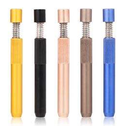 New spring aluminum alloy mini pipe portable cleaning metal small pipe snuff Logo OEM pipe