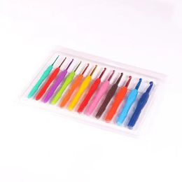 Hook Needles Crochet Set 12 PCs Single Head Silicone Soft Handle Solid Needle