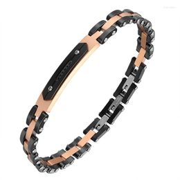 Link Bracelets Moocare Classic Simple Fashion Black And Rose Gold Contrast Design Ceramic Stainless Steel Bracelet