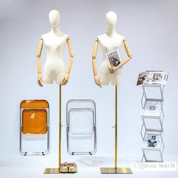 Fashion Style Female Golden Base Mannequin Fabric Model With Hand Bendable