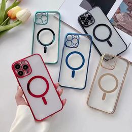 Electroplating Transparent Protective Phone Cases Case for IPHONE 14 13 12 11 PRO MAX MINI XR XS 6 7 8 Plus iphone14 Magnetic Ring Buckle Back cover case