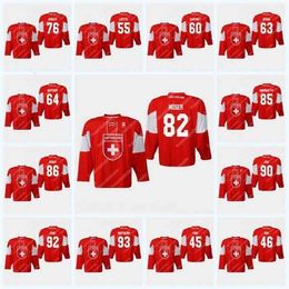 Gla C202 Switzerland 2019 IIHF World Championship Jersey 46 Noah Rod 92 Gaetan Haas 60 Tristan Scherwey 76 Joel Genazzi 93 Lino Martschini