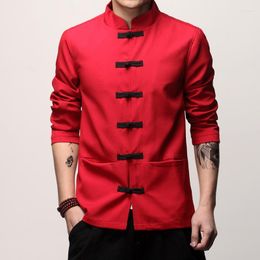 Ethnic Clothing Mens Traditional Chinese Men Tai Chi Master Costume Male Tops Jackets 2022 Spring Autumn Solid Tang SuitEthnic EthnicEthnic