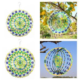 Decorative Figurines 3D Wind Spinner Peacock Figurine Window Wall Decor Hanging Chime For Home