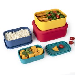 Silicone Lunch Box Set Microwavable Food Container Fresh-keeping Sealed Fruit Snack Bowls 1223170