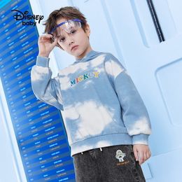 Disney Children&#039;s Jackets Hoodies Tie-Dye Sweater 2022 Spring New Western Style Fried Street Top