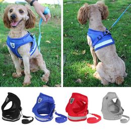 Dog Collars 1pc Adjustable Soft Breathable Harness Polyester Mesh Vest For Cat Pet Chest Refector Strap Leash