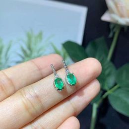 Dangle Earrings YULEM Jewellery Dazzling Silver Emerald Drop For Party 4mm 6mm Natural Eardrop 925