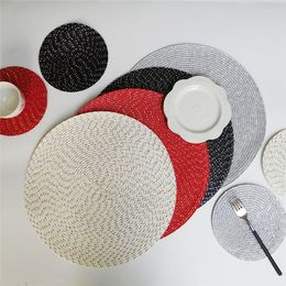 pp mats NZ - Table Mats Round Weave Placemat Fashion PP Dining Mat Disc Bowl Pad Coasters Waterproof Cloth Kitchen Coffee Bar