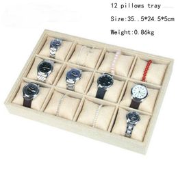 Jewelry Pouches Latest Watch Boxes & Cases 12 Grids Box Case Holder Organizer For Men Quartz Women Display Bracelets Tray