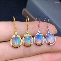 Stud Earrings Natural Opal Gemstone Fashion Flower For Women Real 925 Sterling Silver Fine Wedding Jewelry