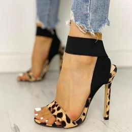 Sandals Women's Leopard Print High-Heeled 2022 Summer Foreign Trade European And American Style Fashion Large Shoes