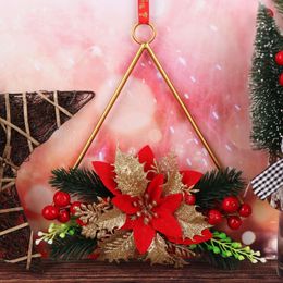 Decorative Flowers 1Pc Christmas Wreath Artificial Square Circular Triangle DIY Metal 2022