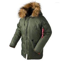 Men's Down 2022 Winter N3B Puffer Men Long Jacket Coat Military Fur Hood Warm Tactical Bomber Army Korean Thick Parka