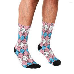 Men's Socks Funny Men Harajuku Trans Pride Parrot Cartoon Printed Happy Hip Hop Novelty Skateboard Crew Casual Crazy