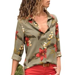 Women's Blouses Shirts Blouses Woman Chiffon Floral Print Womens Blouses and Tops Long Sleeve Blouse Ladies Shirts Striped Tunic Plus Size Blusas 220923