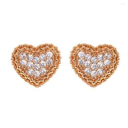 Stud Earrings Yunkingdom Original Heart For Women Luxury Jewellery Gold Earring White Crystal Korean Style Piercing