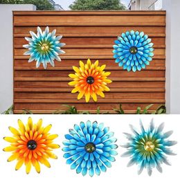 Decorative Figurines 12 Inch Metal Sunflower Wall Decor 3D Flower Art Hanging Decorations Multiple Layer For Indoor Outdoo