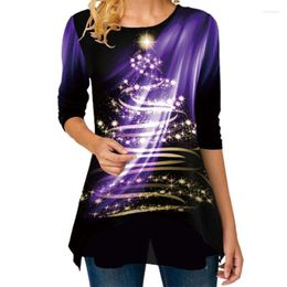 Women's T Shirts Women's T-Shirt Christmas T-Shirts Round Neck Wear Resistant Long Sleeve Merry Shirt Tops For Home Clothing 2022