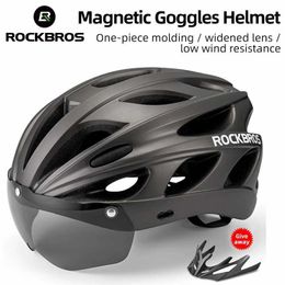 Cycling Helmets ROCKBROS Bike Helmet Men EPS Integrally-molded Breathable Cycling Helmet Men Women Goggles Lens Aero MTB Road Bicycle Helmet T220921
