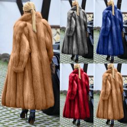 Women's Fur Donsignet Faux Solid Color Long Coat For Women Fashion Spliced