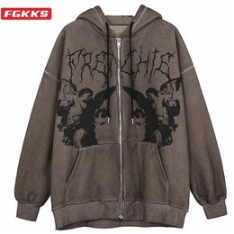 Men's Hoodies Sweatshirts FGKKS Hoodie Angel Fairy Grunge Dark Print Jacket Coat Women hip-hop Streetwear Harajuku Anime Coat Zipper Hoodies Male 220924