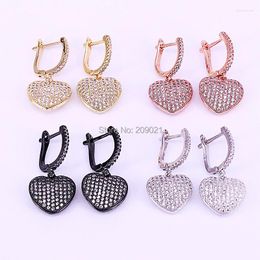 Dangle Earrings 5Pair Mix Color Full CZ Micro Paved Heart Dangling Women Jewelry Earring For Gift