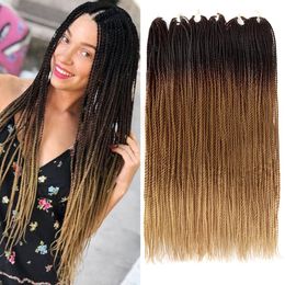 24 Inch Senegalese Twist Crochet Hair Synthetic Hair Extension 30 Stands/Pack Ombre Crochet Hair with Gifts LS23B