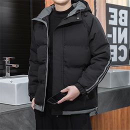 Mens Down Parkas Winter Solid Colour Hooded Thickened Short Cotton Coat Outdoor Warm Windproof Jacket M4XL 220923