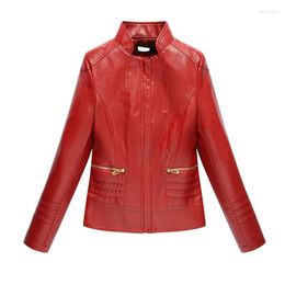 Women's Leather Women's & Faux Jacket Women Red Green L-7XL Plus Size Coat 2022 Spring Short PU Leatherette Autumn Clothing Black