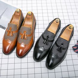 Tassel retro slip-on British style men's shoes round toe leather leather business casual leather shoes formal shoes
