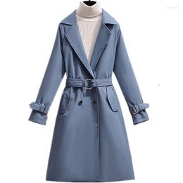 Women's Trench Coats Women's 2022 Spring Autumn Windbreaker Women Long Fashion Button Coat Female Plus Size 3XL Windproof Overcoat With