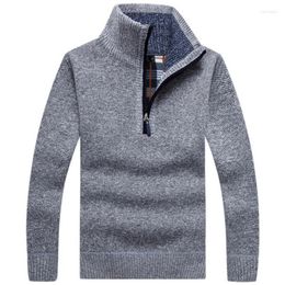 Men's T Shirts Men's T-Shirts Men Pullover Thicken Half Zip Autumn Winter Stand Collar Plush Warm Sweater Coat For Daily Wear