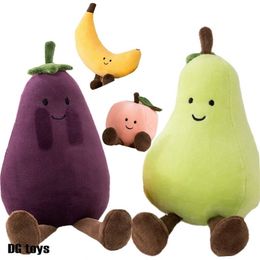 Plush Dolls Cute Face Vegetable Eggplant Plushie Doll Stuffed Soft Fruit Pear Peach Tangerinr Banana Baby Appease Toy for Kids Birthday Gift 220923