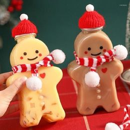 UPS Water Bottles Party Gingerbread Man Drinking Cup Portable Shaker Drink Kitchen Milk Tea Home Couple Christmas Gifts