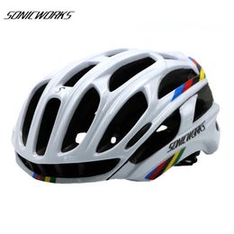 Cycling Helmets SONICWORKS Bicycle Helmet Cover With LED Lights MTB Mountain Road Cycling Bike Helmets Men Women Capaceta Da Bicicleta SW0002 T220921