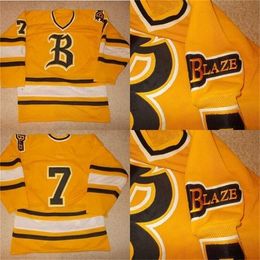 Gla Mit VTG-Bursnville Blaze Game Worn Used Minnesota High School Hockey Jersey 100% Stitched Embroidery s Hockey Jerseys