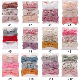 Hair Accessories 3Pcs/Lot Born Baby Bows Headband For Girls Elastic Cotton Head Bands Floral Print Hairbands Spring Turban