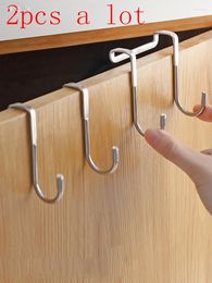 Hooks 2pcs/stainless Steel Kitchen S-shaped Hook Peg From The Dormitory Door Wardrobe Shoe Ark Double Strong Bearing Of Drilling Hole