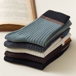 Men's Socks Brand Autumn Black Casual Business Stripe High Quality Cotton Male Gifts Warm Winter Harajuku 220923